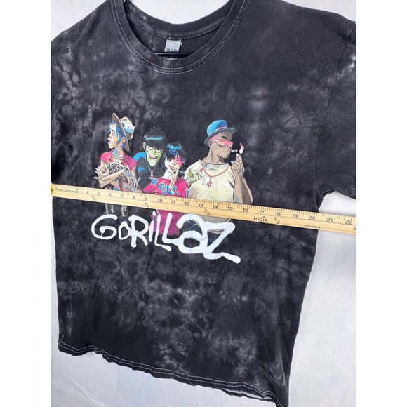 Gorillaz Band Graphic T Shirt Large Gildan Heavy Cotton Black Tie Dye Tee - Picture 7 of 12